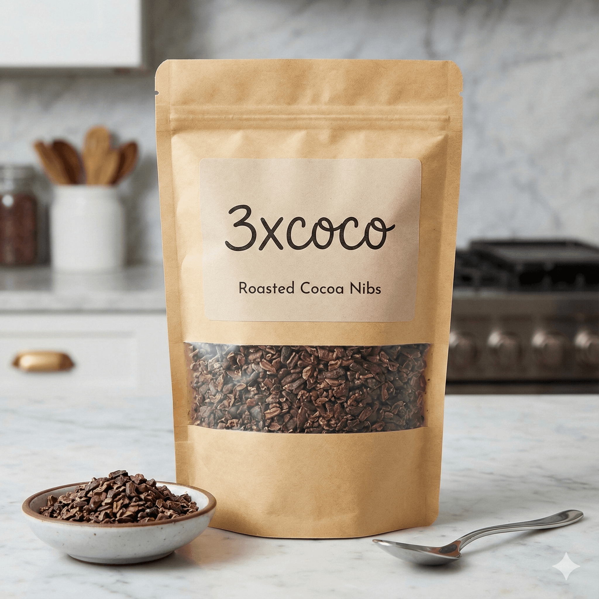 Roasted Cocoa Nibs in a Stand-Up Pouch